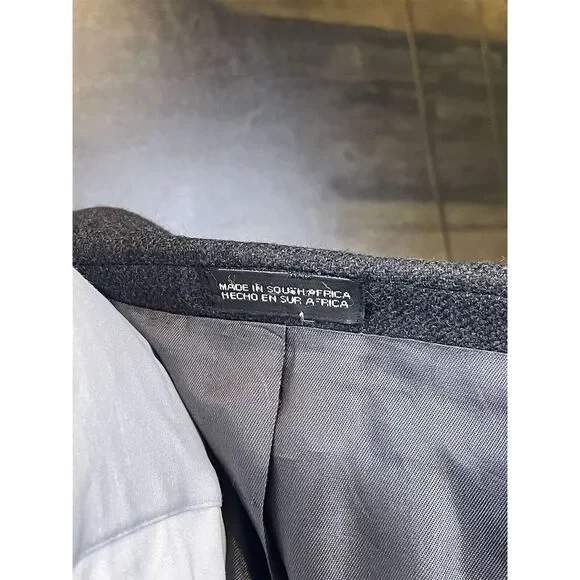 VTG Stafford 42L Wool Cashmere Herringbone Dark Gray Windowpane 3Btn Sport‎ Coat